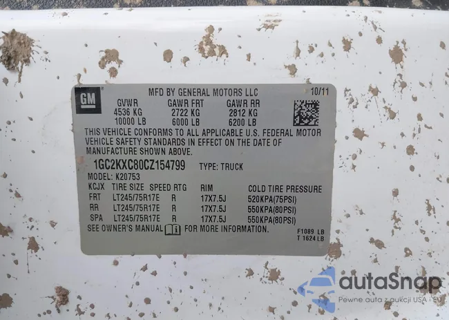 1GC2KXC80CZ154799: 42295158