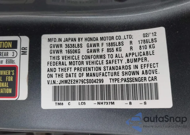 JHMZE2H79CS004299: 42296207