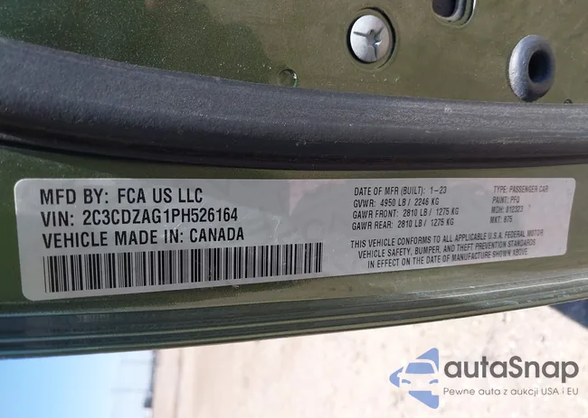 2C3CDZAG1PH526164: 42296288