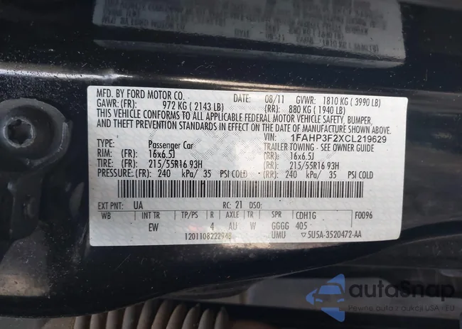 1FAHP3F2XCL219629: 42296472