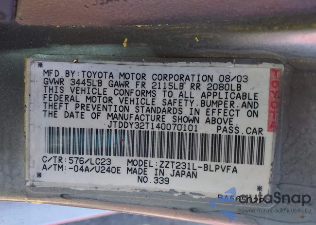 JTDDY32T140070101: 42296530