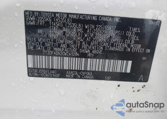 2T3DF4DV2CW241264: 42296561