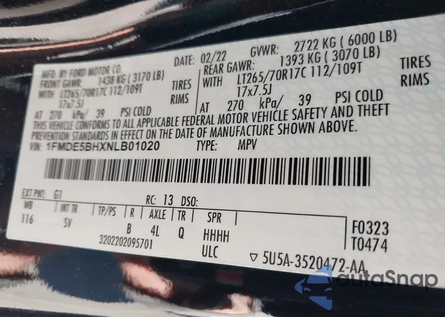 1FMDE5BHXNLB01020: 42296577