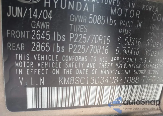 KM8SC13D34U821088: 42296744