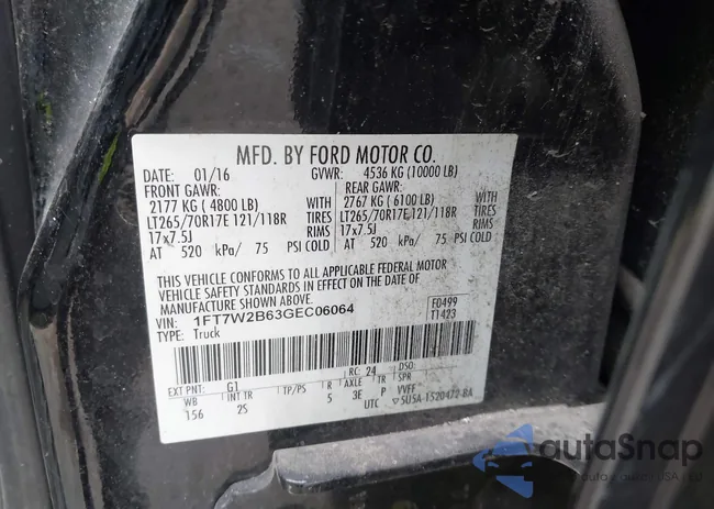 1FT7W2B63GEC06064: 42296781