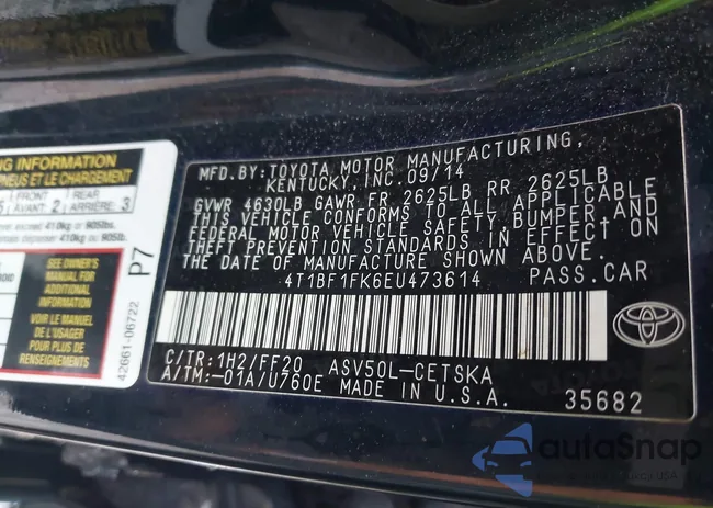 4T1BF1FK6EU473614: 42296085