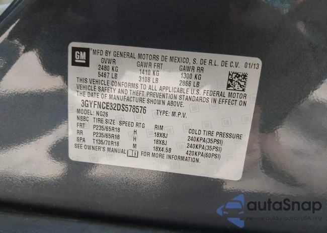 3GYFNCE32DS578576: 42297300