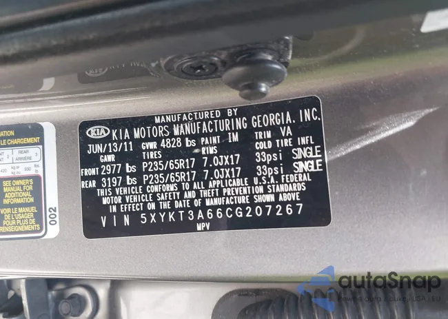 5XYKT3A66CG207267: 42297322