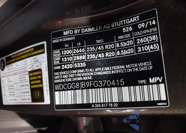 WDCGG8JB9FG370415: 42297336