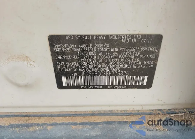 JF2SHBDC3BH776825: 42297396