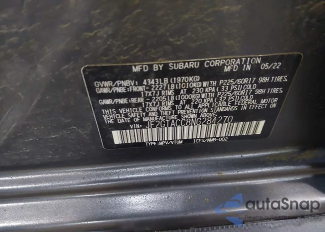 JF2GTACC8NG284270: 42297582