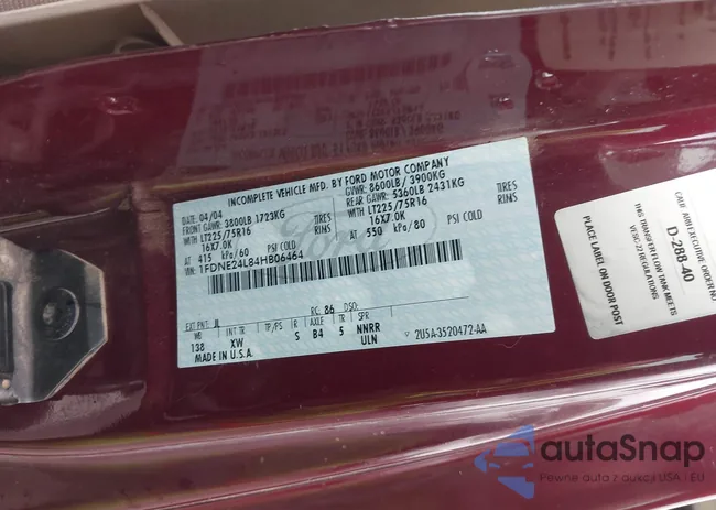 1FDNE24L84HB06464: 42297609