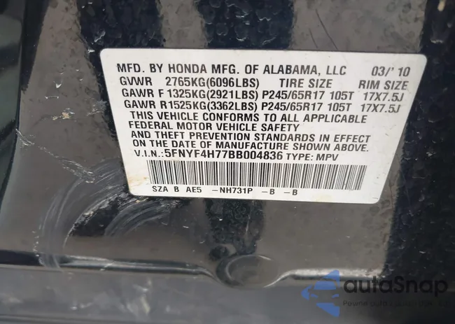 5FNYF4H77BB004836: 42297741