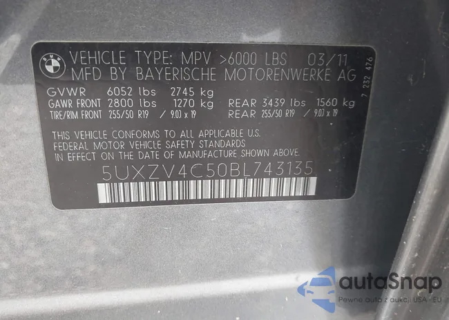 5UXZV4C50BL743135: 42296920