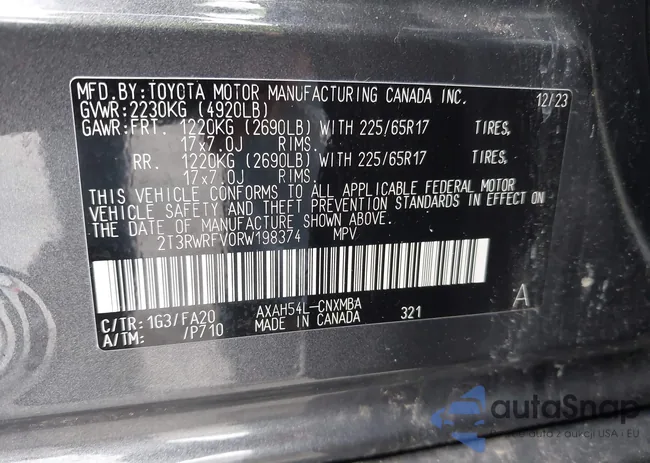 2T3RWRFV0RW198374: 42296995