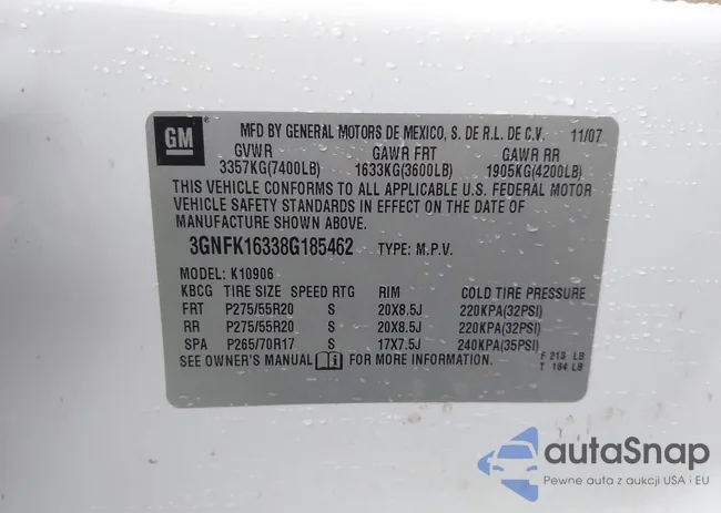 3GNFK16338G185462: 42298299