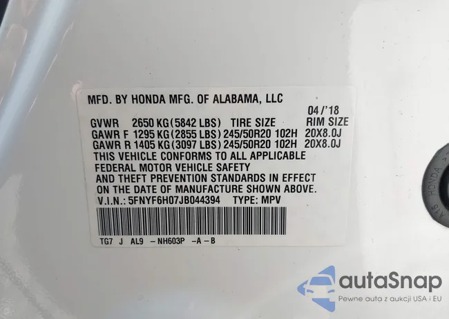 5FNYF6H07JB044394: 42298393