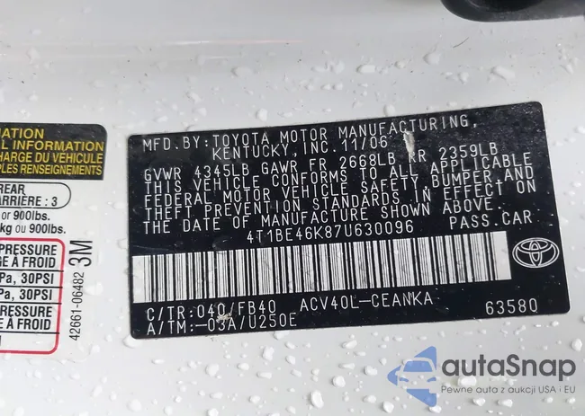 4T1BE46K87U630096: 42298406