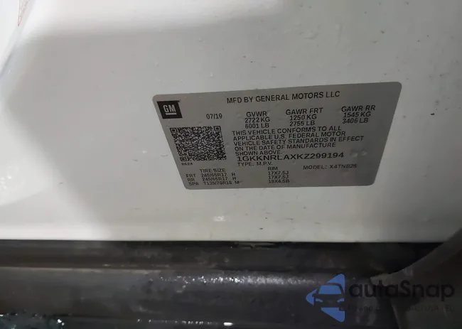 1GKKNRLAXKZ299194: 42298419