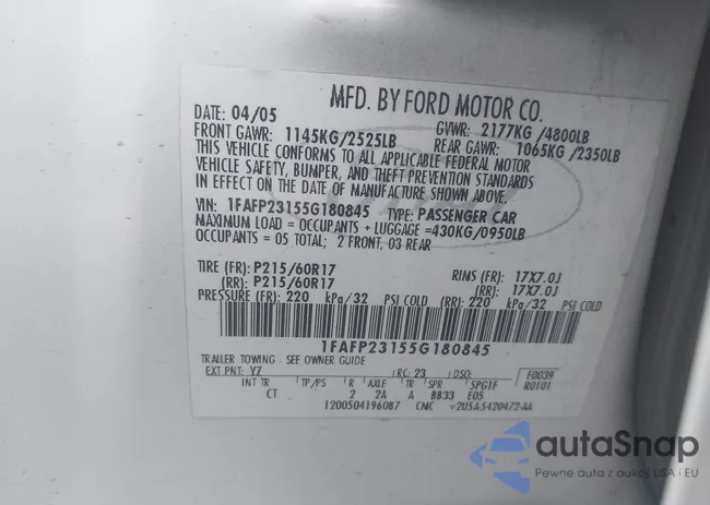 1FAFP23155G180845: 42298793