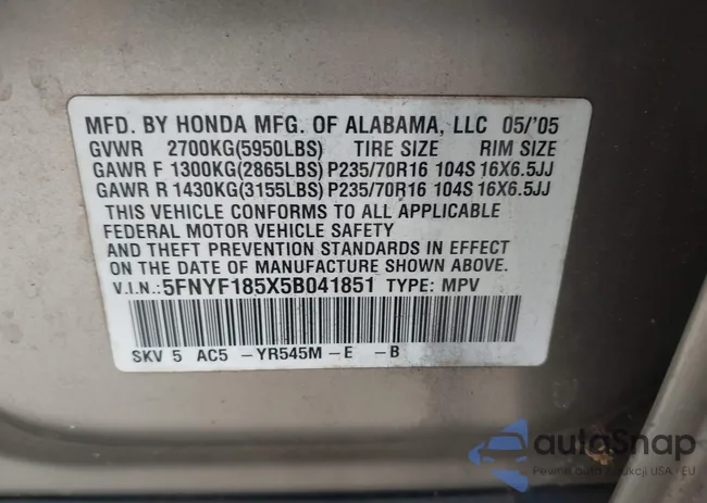 5FNYF185X5B041851: 42297803