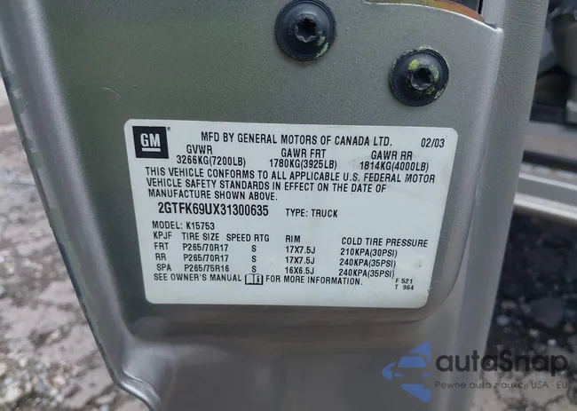 2GTFK69UX31300635: 42297806