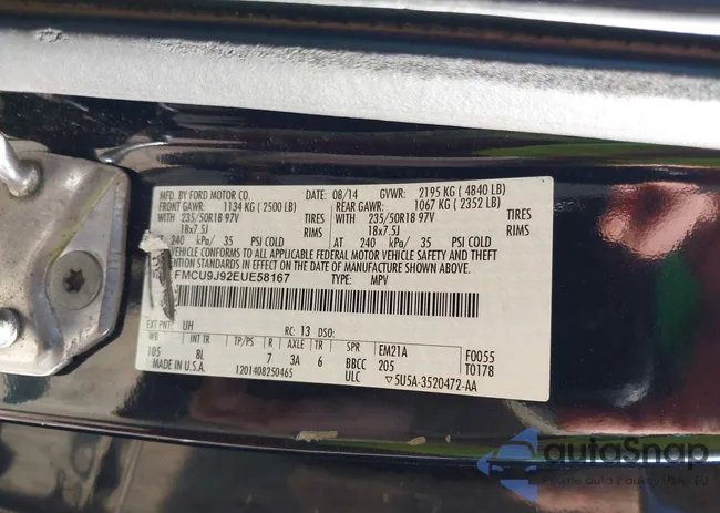 1FMCU9J92EUE58167: 42297847