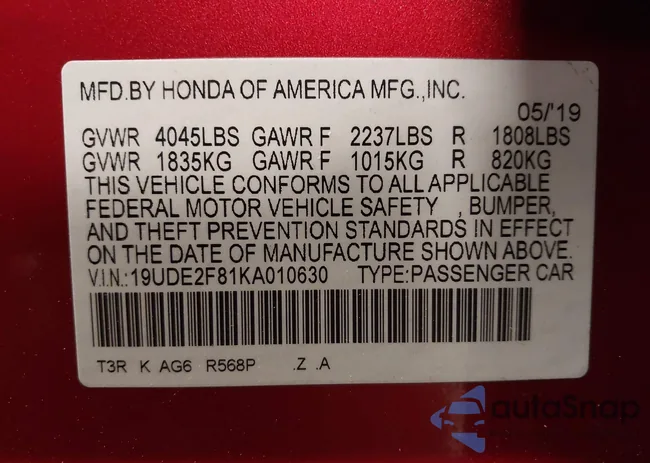 19UDE2F81KA010630: 42298041