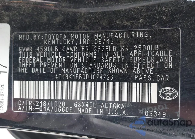 4T1BK1EB0DU074726: 42298069