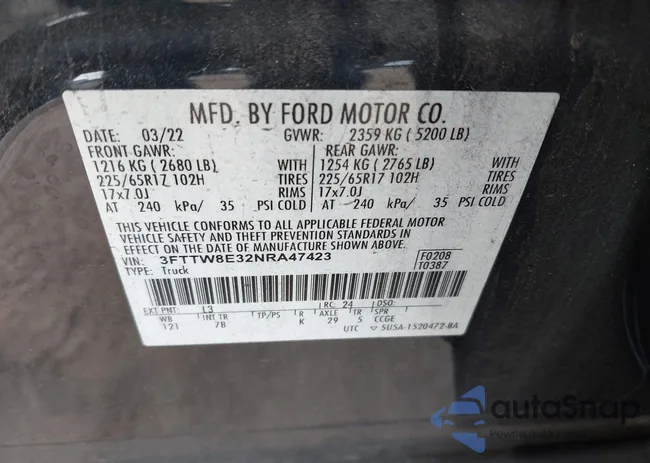 3FTTW8E32NRA47423: 42298079