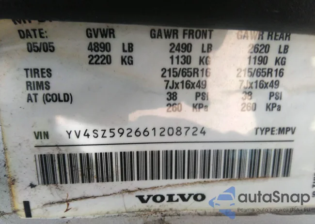 YV4SZ592661208724: 42298094