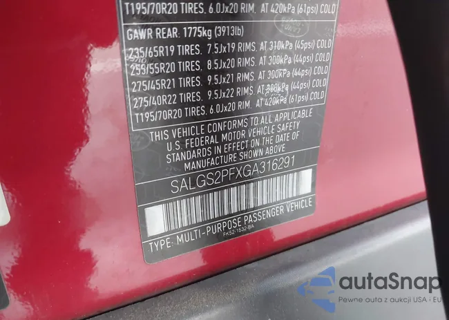 SALGS2PFXGA316291: 42298799