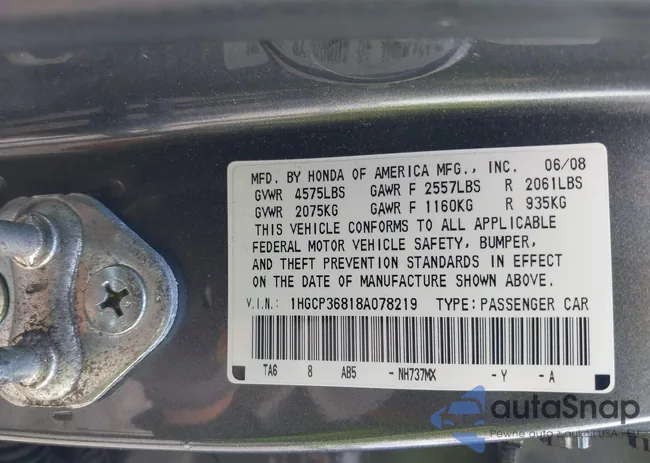 1HGCP36818A078219: 42298816