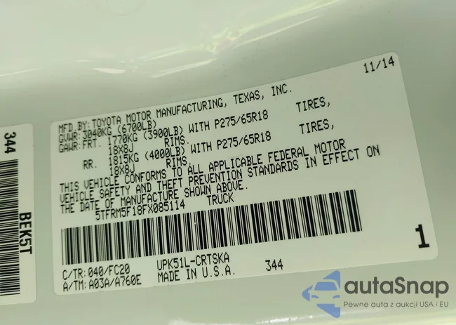 5TFRM5F18FX085114: 42298900