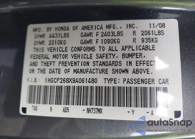 1HGCP268X9A061480: 42298948