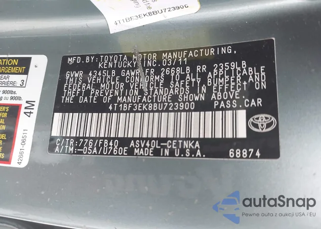 4T1BF3EK8BU723900: 42298997