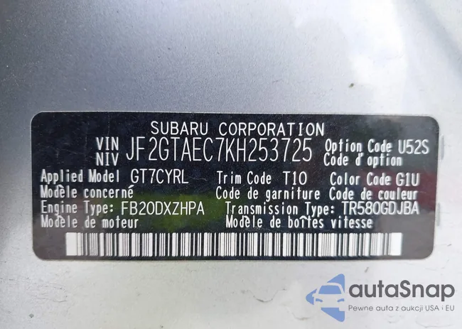 JF2GTAEC7KH253725: 42299175