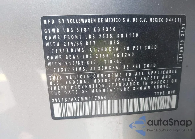 3VV1B7AX7MM117954: 42300223