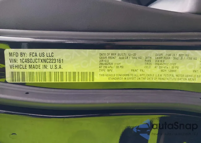 1C4SDJCTXNC223161: 42300234