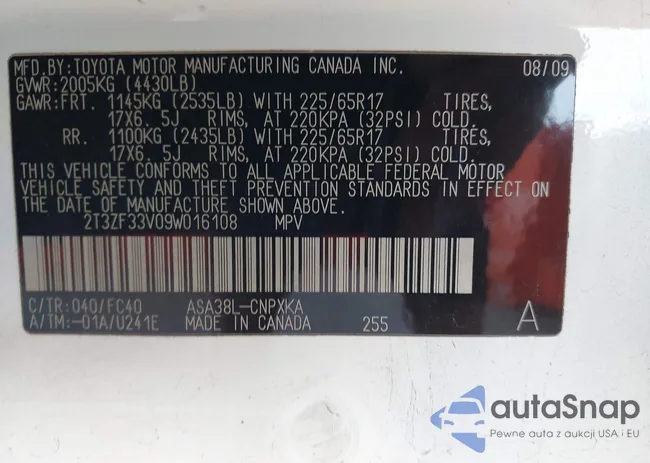 2T3ZF33V09W016108: 42300236