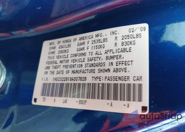 1HGCS22819A007828: 42300397