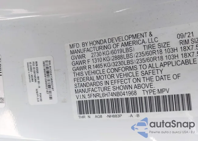 5FNRL6H74NB041968: 42300448
