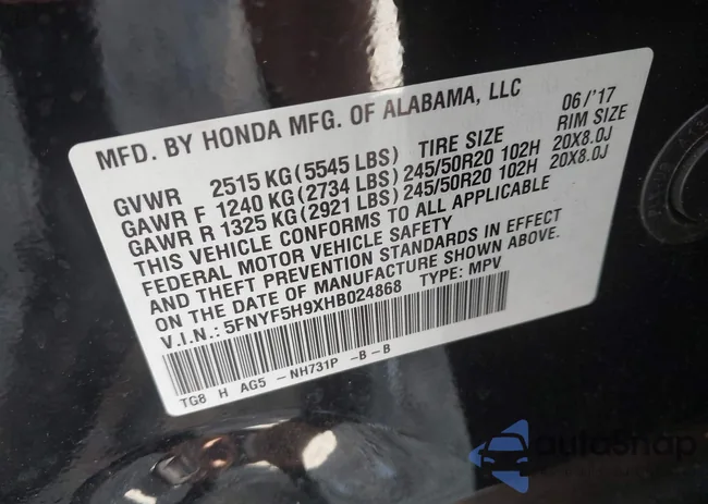 5FNYF5H9XHB024868: 42300608