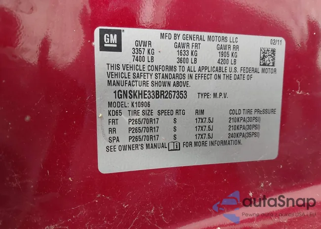 1GNSKHE33BR267353: 42300791