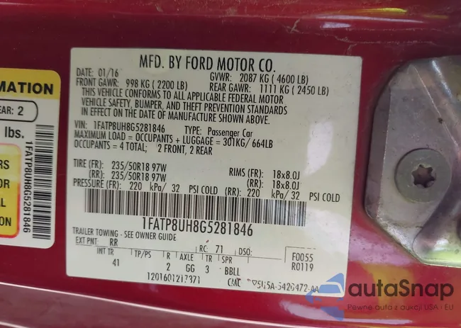 1FATP8UH8G5281846: 42300795