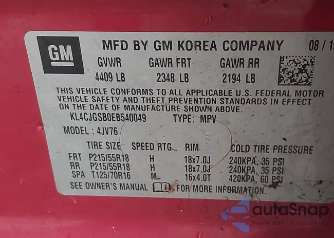 KL4CJGSB0EB540049: 42299918