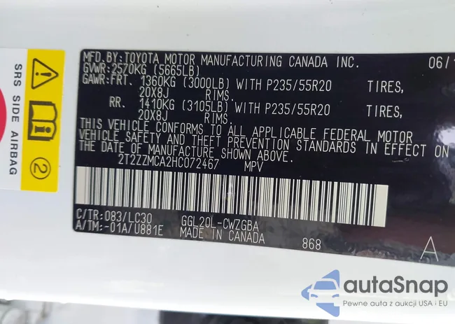 2T2ZZMCA2HC072467: 42300016