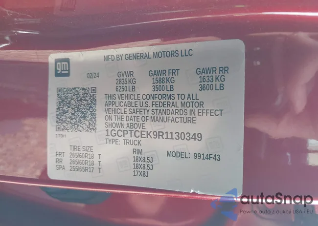 1GCPTCEK9R1130349: 42300063