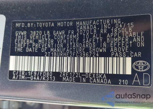 2T1BURHE2FC396724: 42300131