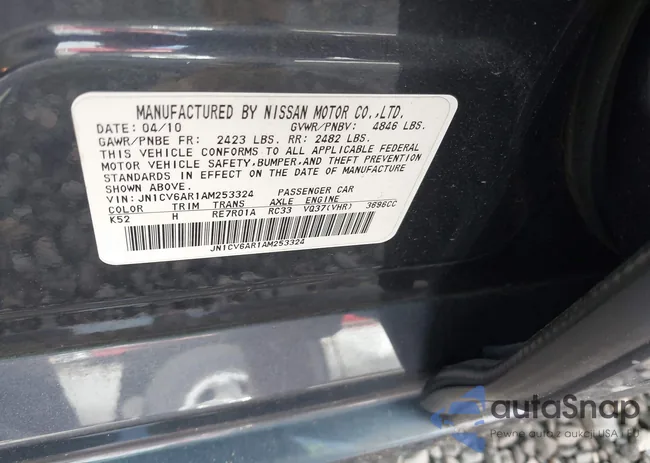 JN1CV6AR1AM253324: 42301227